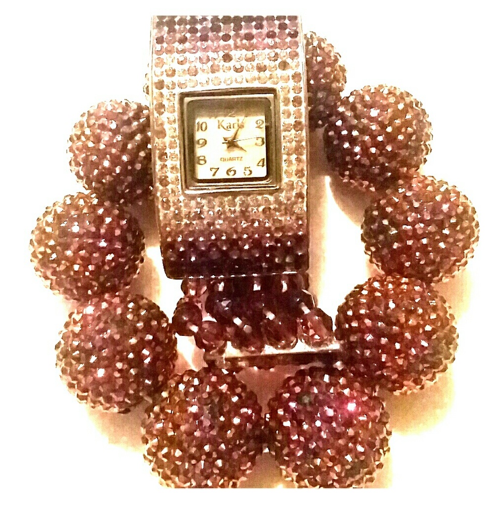 Karis watch and purple beaded  bracelet